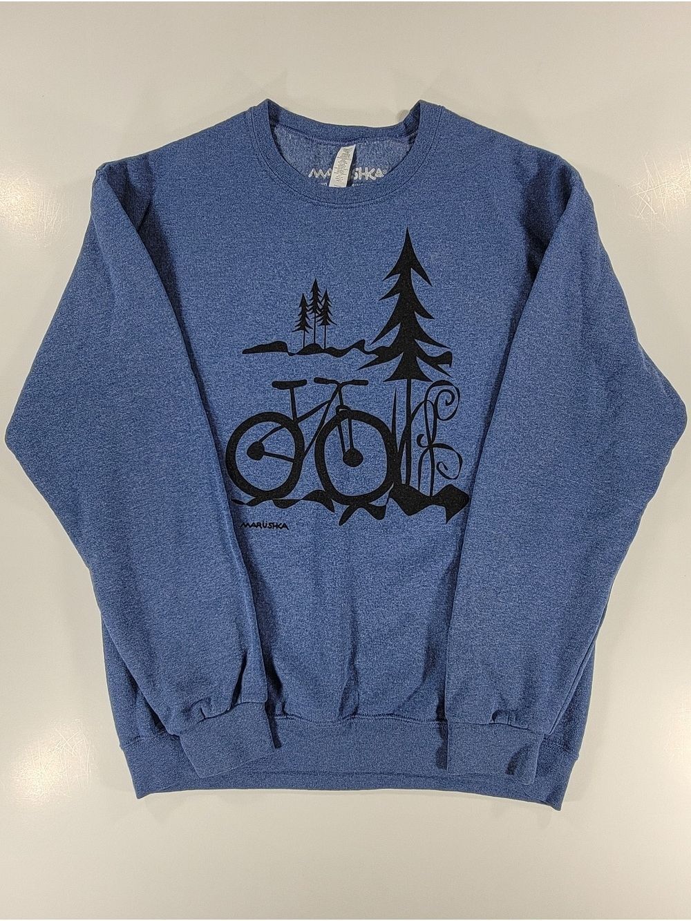 Marushka Blue Sweatshirt Graphic Outdoors Bike Trees Medium Cycling Hiking Camp